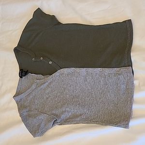 Split gray and green crop top